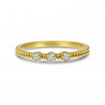 14K Yellow Gold Triple Diamond Beaded Band Ring