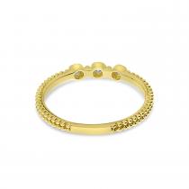 14K Yellow Gold Triple Diamond Beaded Band Ring