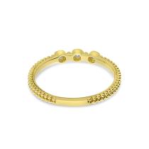 14K Yellow Gold Triple Diamond Beaded Band Ring