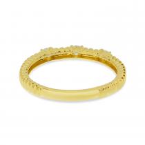 14K Yellow Gold Diamond Triple Ridged Band
