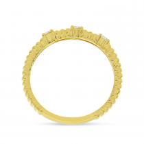 14K Yellow Gold Diamond Triple Ridged Band