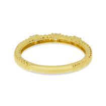 14K Yellow Gold Diamond Triple Ridged Band