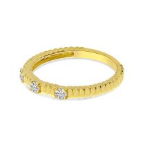 14K Yellow Gold Diamond Triple Ridged Band