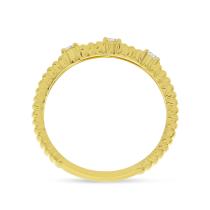 14K Yellow Gold Diamond Triple Ridged Band