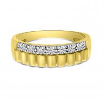 14K Yellow Gold Diamond Textured Band