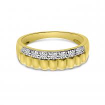 14K Yellow Gold Diamond Textured Band