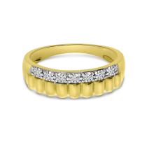14K Yellow Gold Diamond Textured Band