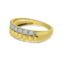 14K Yellow Gold Diamond Textured Band
