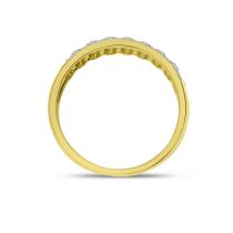 14K Yellow Gold Diamond Textured Band