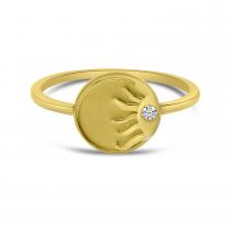 14K Yellow Gold Diamond Sunburst Ring