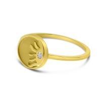 14K Yellow Gold Diamond Sunburst Ring