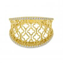 14K Yellow Gold Diamond Light Weight Filigree Band