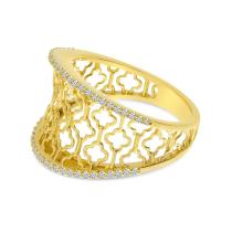 14K Yellow Gold Diamond Light Weight Filigree Band