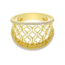 14K Yellow Gold Diamond Light Weight Filigree Band