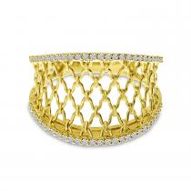 14K Yellow Gold Diamond Light Weight Filigree Band
