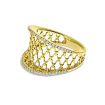 14K Yellow Gold Diamond Light Weight Filigree Band