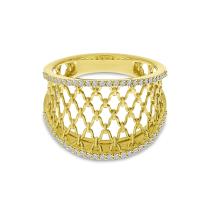 14K Yellow Gold Diamond Light Weight Filigree Band