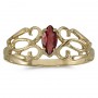 10k Yellow Gold Marquise Garnet Filagree Ring