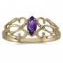 10k Yellow Gold Marquise Amethyst Filagree Ring