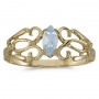 10k Yellow Gold Marquise Aquamarine Filagree Ring