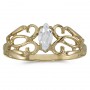 10k Yellow Gold Marquise White Topaz Filagree Ring