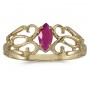 10k Yellow Gold Marquise Ruby Filagree Ring