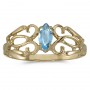 10k Yellow Gold Marquise Blue Topaz Filagree Ring