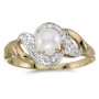 10k Yellow Gold Pearl And Diamond Swirl Ring