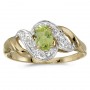 10k Yellow Gold Oval Peridot And Diamond Swirl Ring