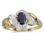 10k Yellow Gold Oval Sapphire And Diamond Swirl Ring