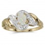10k Yellow Gold Oval Opal And Diamond Swirl Ring