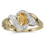 10k Yellow Gold Oval Citrine And Diamond Swirl Ring