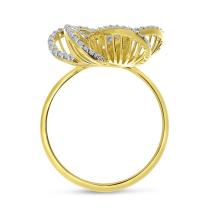 14K Yellow Gold Diamond Basketweave Floral Ring