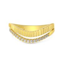 14K Yellow Gold Diamond Fluted Wave Band