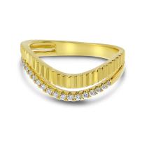 14K Yellow Gold Diamond Fluted Wave Band