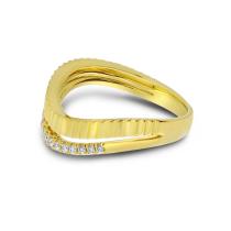 14K Yellow Gold Diamond Fluted Wave Band
