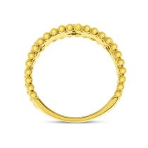 14K Yellow Gold Diamond Clover Fluted and Beaded Band