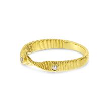 14K Yellow Gold Diamond Fluted Twisted Band