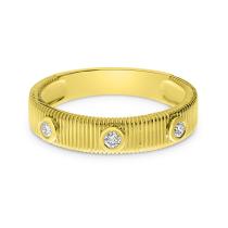 14K Yellow Gold Diamond Fluted Band