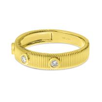 14K Yellow Gold Diamond Fluted Band