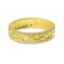14K Yellow Gold Diamond Textured Band