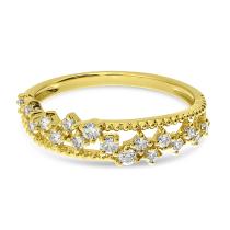 14K Yellow Gold Diamond Clusters Band