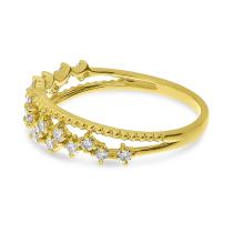 14K Yellow Gold Diamond Clusters Band