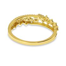 14K Yellow Gold Diamond Clusters Band