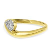 14K Yellow Gold Diamond Pear Wave Ring