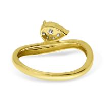 14K Yellow Gold Diamond Pear Wave Ring