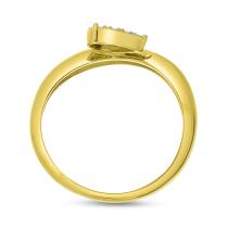 14K Yellow Gold Diamond Pear Wave Ring