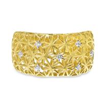 14K Yellow Gold Diamond Wide Basketweave Fashion Ring
