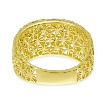 14K Yellow Gold Diamond Wide Basketweave Fashion Ring