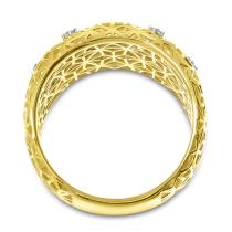 14K Yellow Gold Diamond Wide Basketweave Fashion Ring
